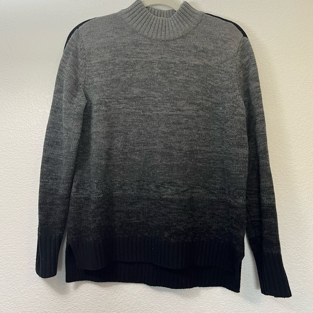 Athleta Grey Ombre Merino Wool Knit High Neck Sweater